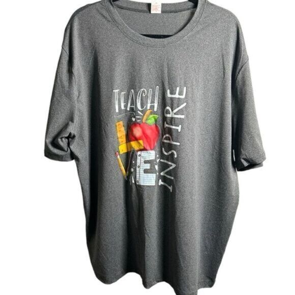 NWOT Women’s Gray Short Sleeve Graphic Teacher Tee Shirt  Education - Size 2XL - Picture 1 of 3